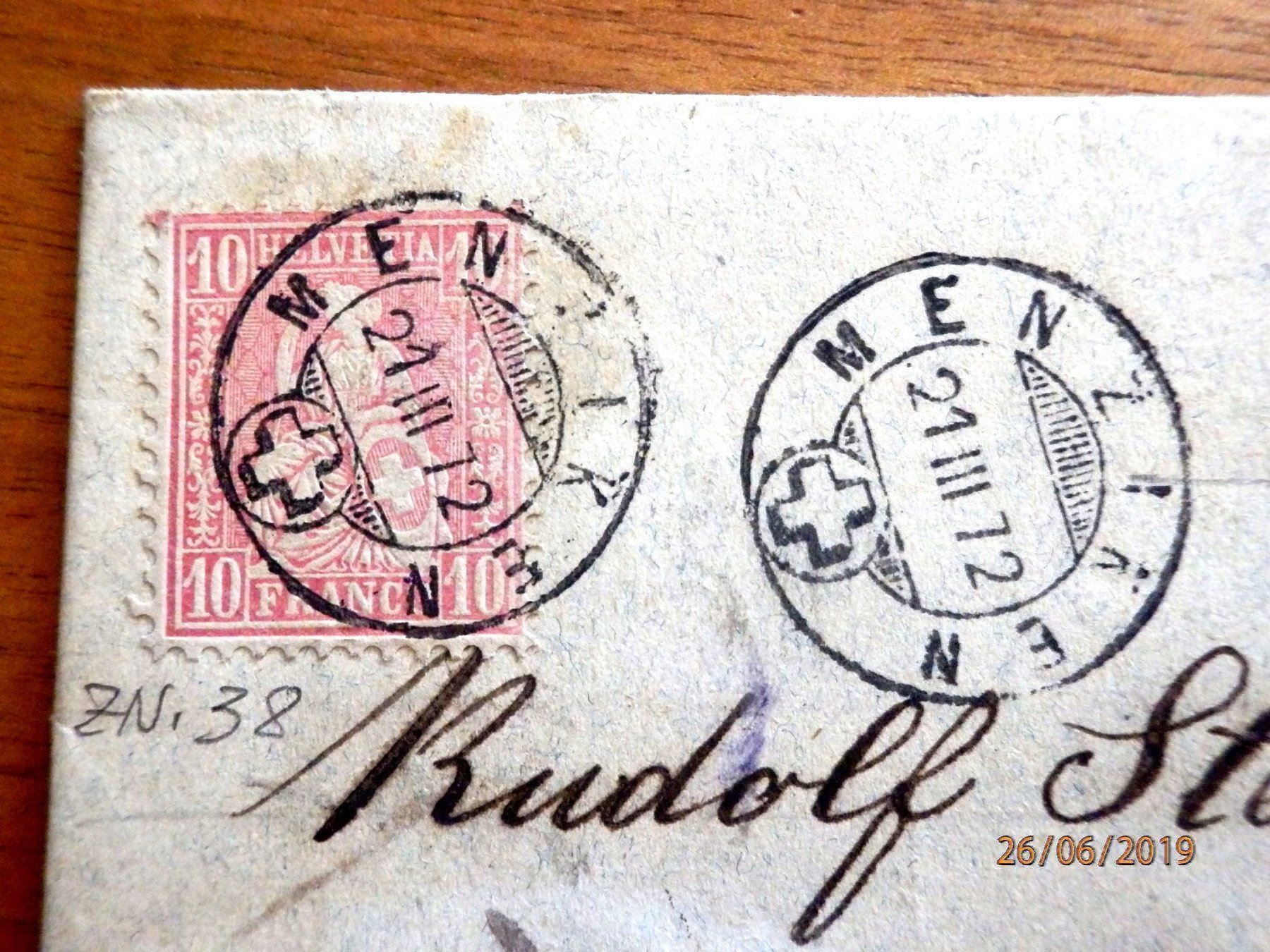 Tutti i francobolli: Faltbrief mit ZNr.38, Sitzende Helvetia – Usato da Ueberstorf venduto da dinbau 1