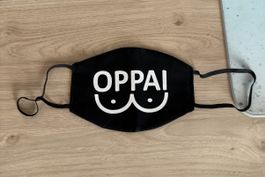Mascherina "OPPAI" divertente, nera - Nuova! Estiva