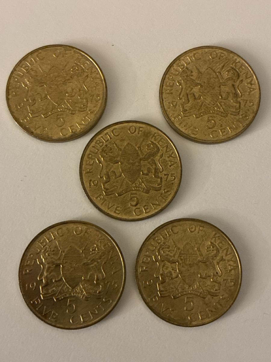 Tutti le monete: Nr. 50: 5 x 5 Cent, Kenia, 1975 – Usato da Burgdorf venduto da Yakari5165