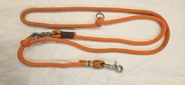 Hundeleine verstellbar orange Leder Details gebraucht