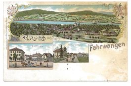 Gruss aus Fahrwangen (AG) Dorfplatz Hauptstrasse Litho 1901