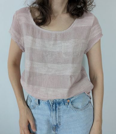 Damen T-shirt rosa gestreift Grösse S