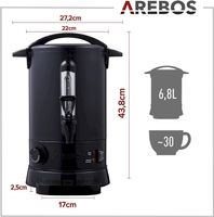 Arebos Glühweinkocher Schwarz 6,8L