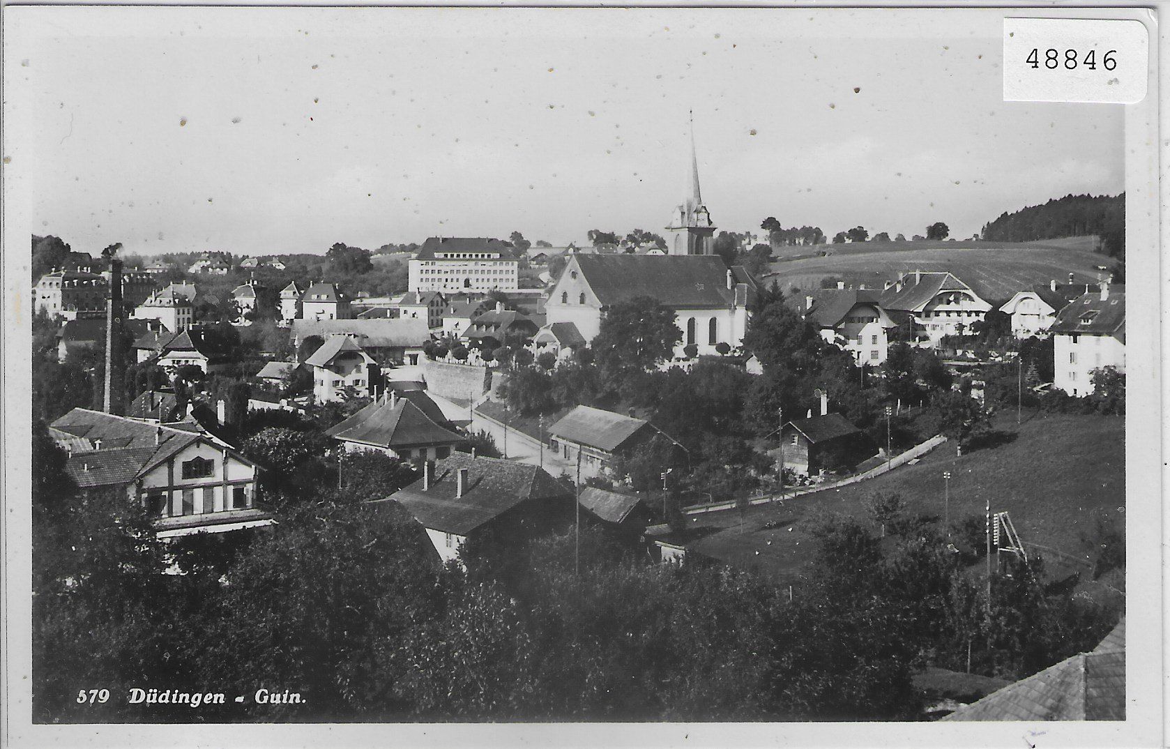 Cartoline postali: Düdingen - Guin - Vue generale – Usato da Ettingen venduto da Kartenplanet