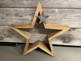 Weihnachtsstern aus Holz und Alu klein/Neu/OVP
