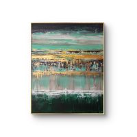 GREEN Acrylbild auf Leinwand 100x80cm,ohne Rahmen, Grün&Gold