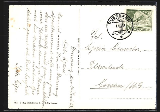 Cartoline postali: Dussnang, Ortspanorama mit Kirche und Kn – Usato da Berlin venduto da bartko-reher 1