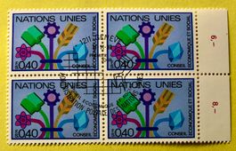 4 er Block Nations Unies gestempelt  ﻿Siehe Original Fotos ﻿