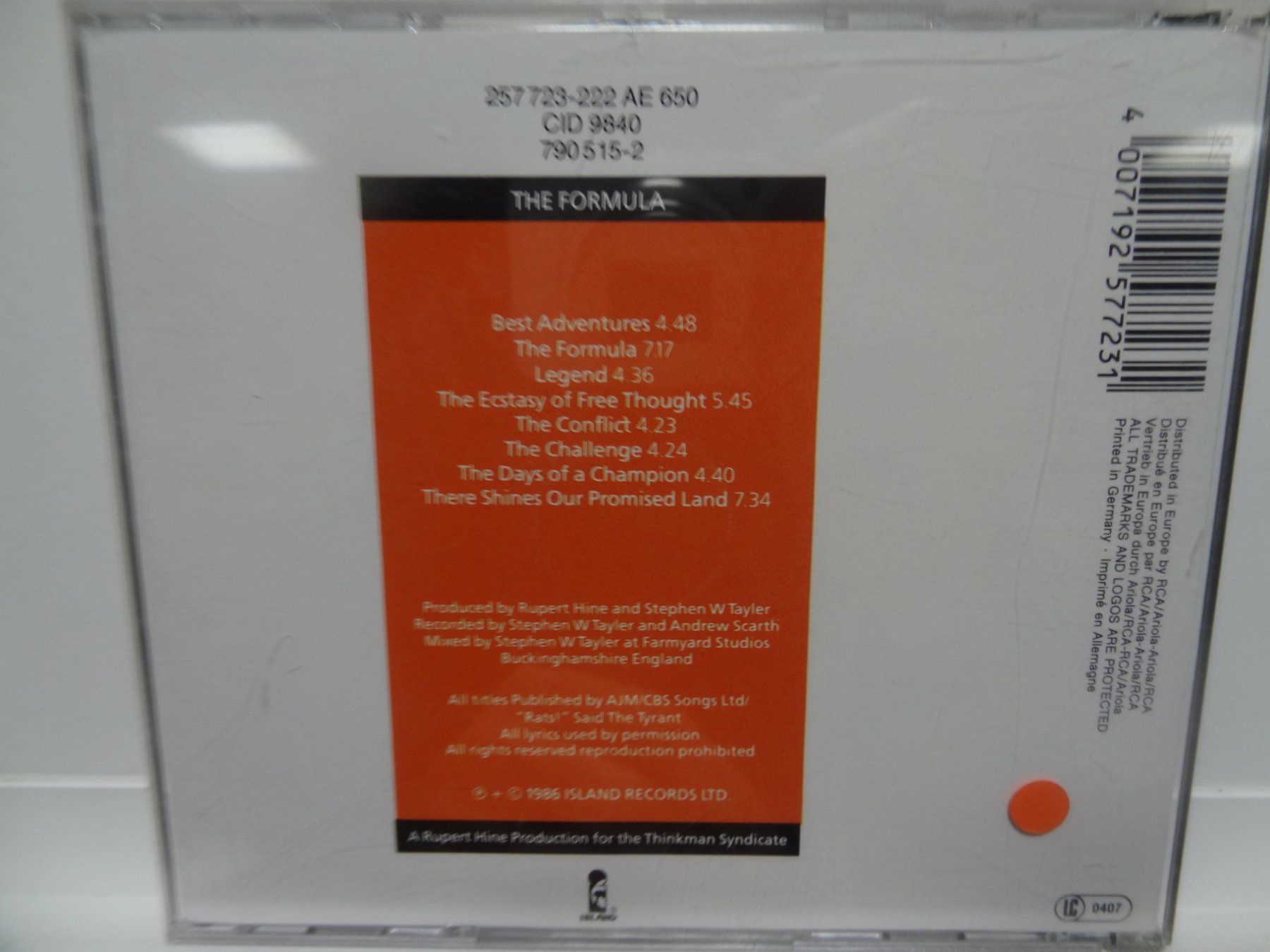 CD: Thinkman - The Formula, Audio CD, – Usato da luzern venduto da musicandart 1