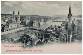 Zürich vom St. Peter, Werbung Adolf Grieder & Cie. um 1900
