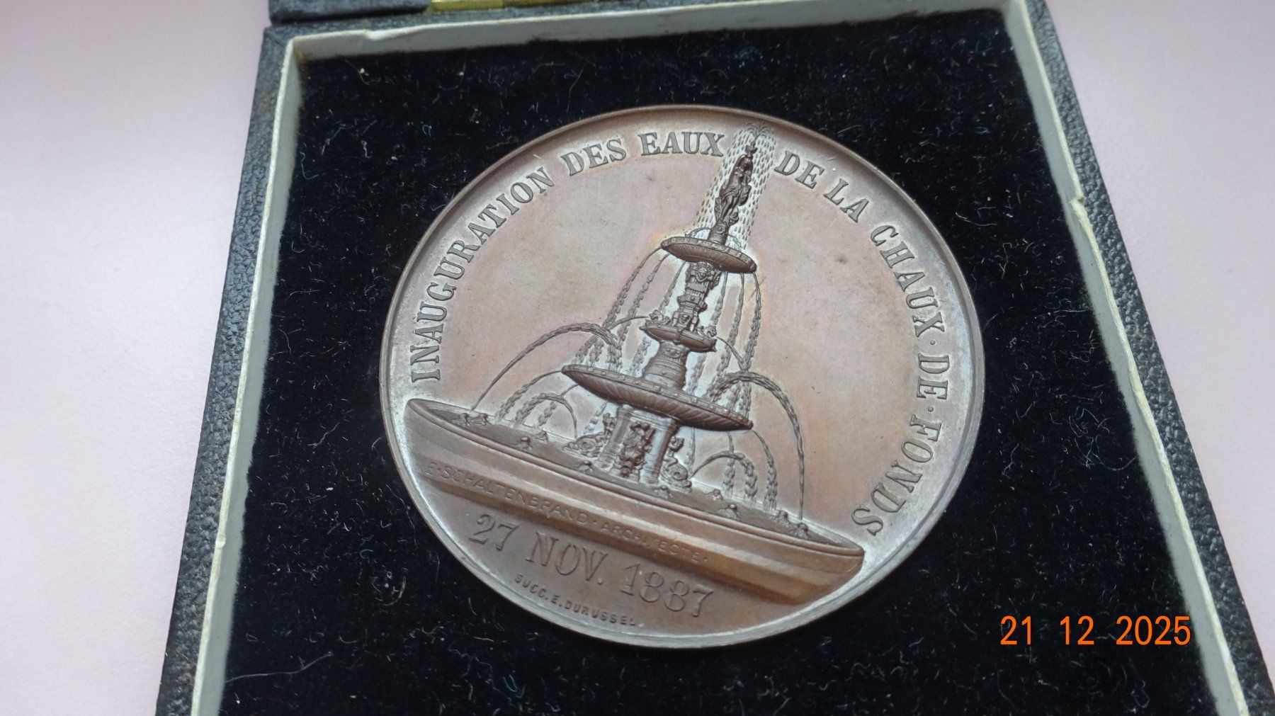 Ch. De Fonds 1887 médaille 47 mm bronze dans son étui (Gebraucht) in
