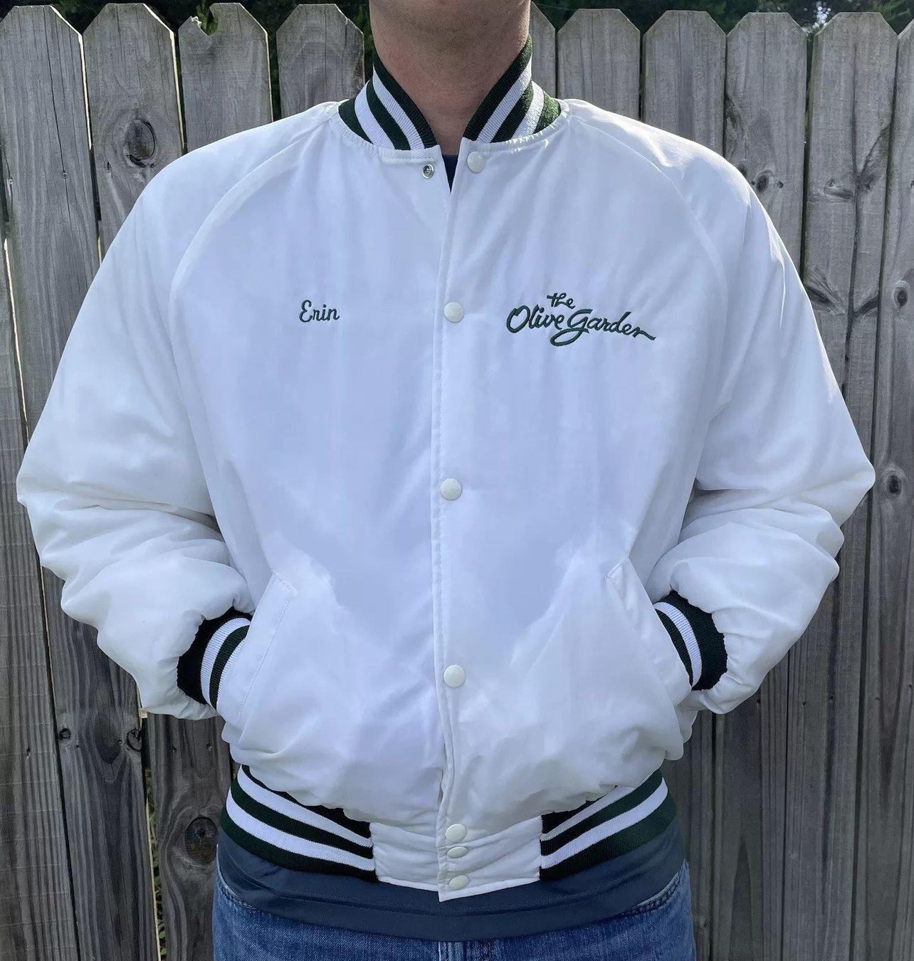 Giacche: Baseball Jacke Olive Garden Weiss Grösse L – Nuovo (secondo la descrizione) da Rapperswil SG venduto da WATCHTIMEBOX