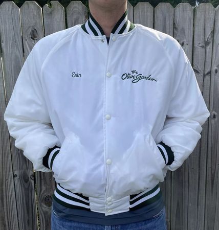 Baseball Jacke Olive Garden Weiss Grösse L