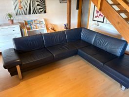Sofa Leder dunkelblau 