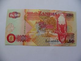 Seltene 50 Kwacha Note Sambia, Jahr 1992, Unc Zustand