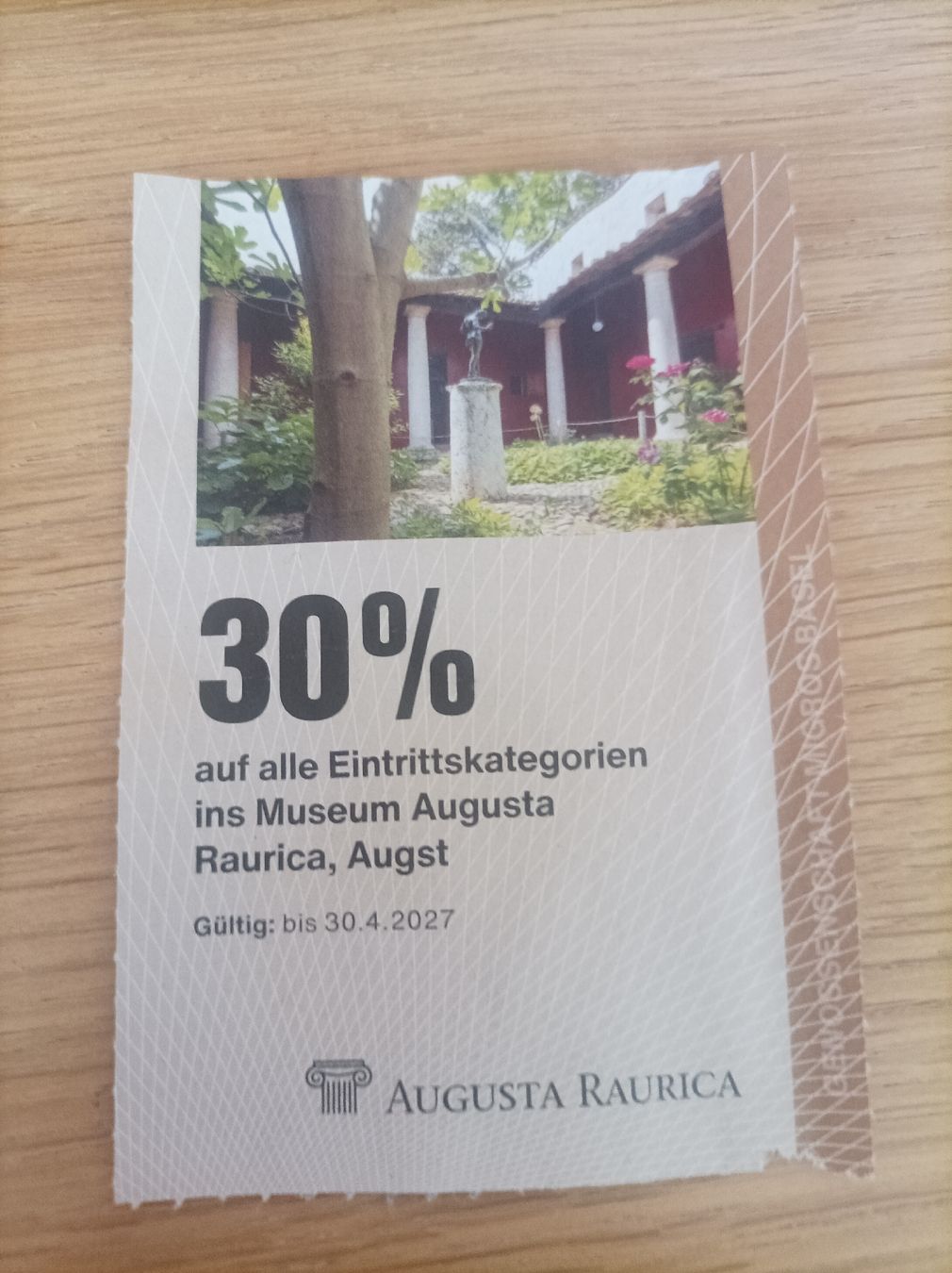 Buoni: 30% Rabatt Museum Augusta Raurica – Nuovo (secondo la descrizione) da Allschwil venduto da MoZzareLla90