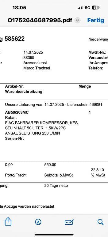Kompressoren: Kompressor Fiac Fabrikneu mit Garantie – Gebraucht aus Kirchdorf BE von Kobi33 1