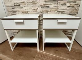 Nachttische (2 Stk.), Holz / Metall weiss