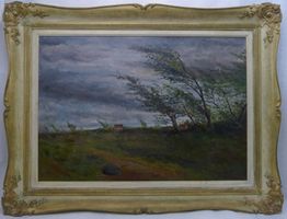 R.Morf Ölgemälde Kopie nach "Der Windstoss" von Corot