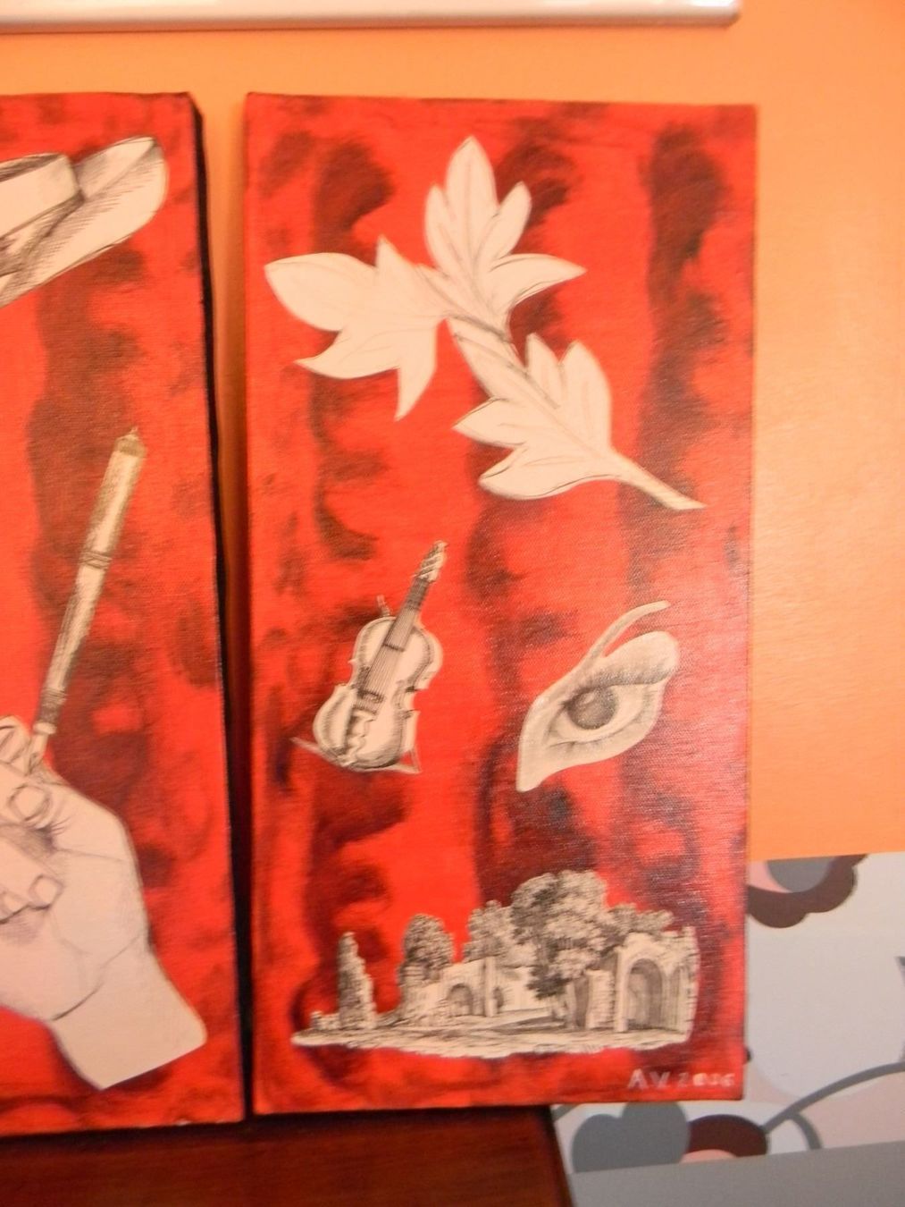 Dipinti: triptique peinture-collages "le chat" – Nuovo e nell'imballaggio originale da Bournens venduto da monique048 2