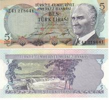 Türkei 5 Lira 1968 unc Bankfrisch