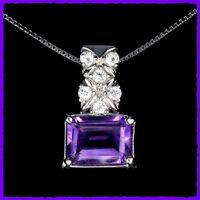 925 Silber Kette mit Amethyst Anhänger