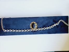Luxus Collier / Choker mit echten blauen Sapphiren, NEU