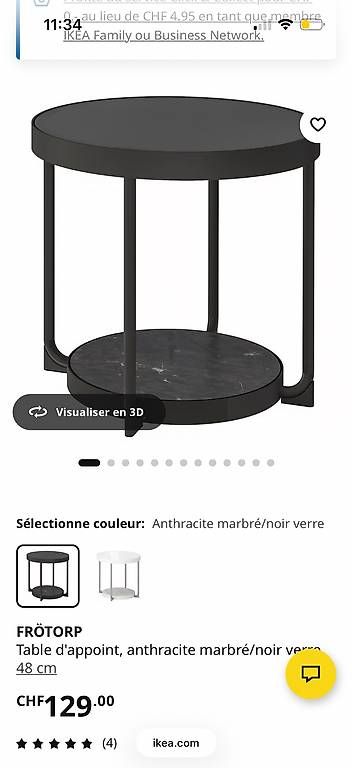 Tavoli: Table dappoint IKEA FRÖTORP  Anthracite effet marbre/noir  – Usato da Le Sentier venduto da cat_2jr8
