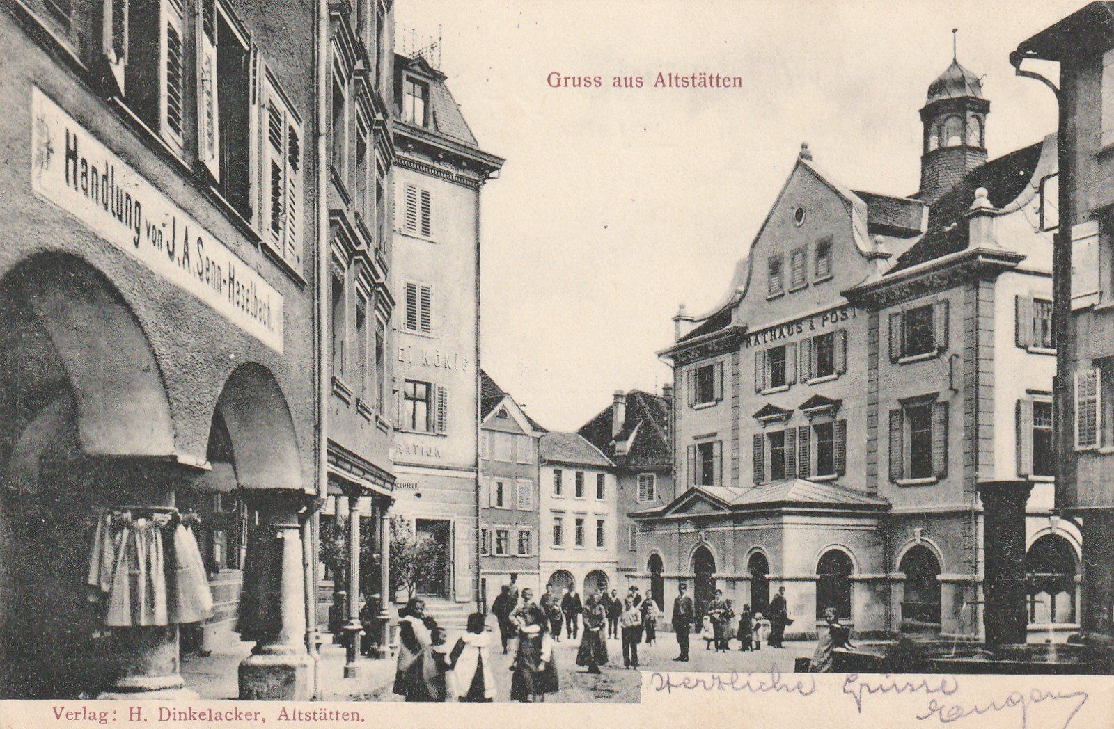 Cartoline postali: Altstätten Rathaus und Post belebt – Usato da Rorschacherberg venduto da fratovi2