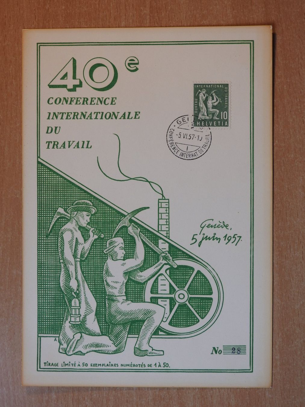 Tutti i francobolli: BIT 1957 Grosse Maximum Karte, Nummeriert mit Nr. 28 – Usato da Rain venduto da Sterne13