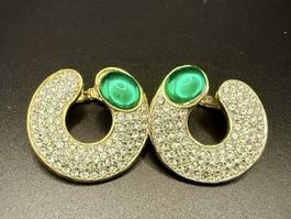 Vintage-Ohrringe Cabouchon Paris – Goldfarben