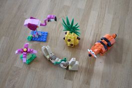 Lego Flamingo, Ananas, Tieger, Mauer & Pflanze