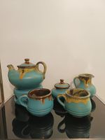 Retro Keramik-Teeservice, 6-teilig, handbemalt, signiert