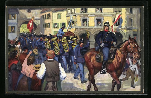 Photos, Lettres & Cartes p.: sign. E. Hodel: Schweizer Truppen beim A – D'occasion à Berlin par bartko-reher