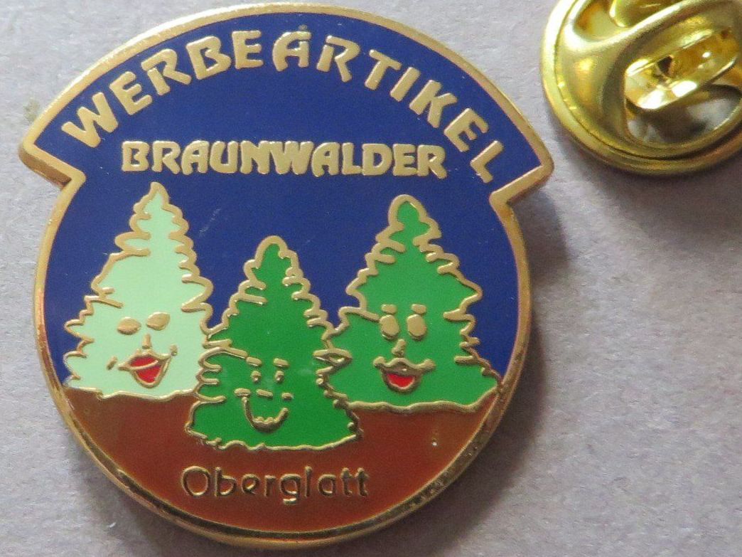 Placchette & Badge: PIN BRAUNWALDER WERBEARTIKEL OBERGLATT – Usato da Neuhausen venduto da luckimucki