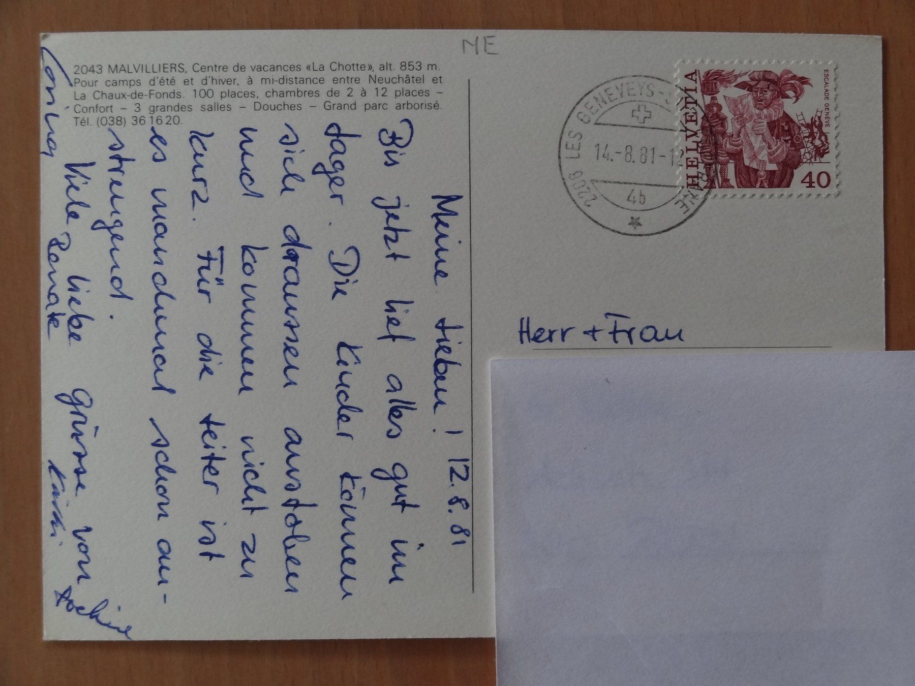 Cartoline postali: Malvilliers - La Chotte - NE - 1981 – Usato da St Léonard venduto da Riglin 1
