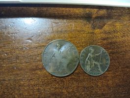 Pièces anglaises 1 Penny 1896 et 1/2 Penny Victoria 1899