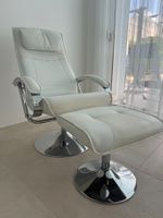 Sessel mit Hocker weiss Lederoptik gebraucht