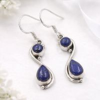Lapislazuli Ohrhänger Silber Ohrringe 925 Paar Blau