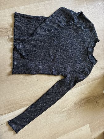 H&M Langarmshirt glitzernd schwarz Grösse 134 (128)