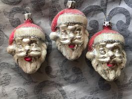 3 Weihnachtsmann - Köpfe Kopf Christbaumschmuck