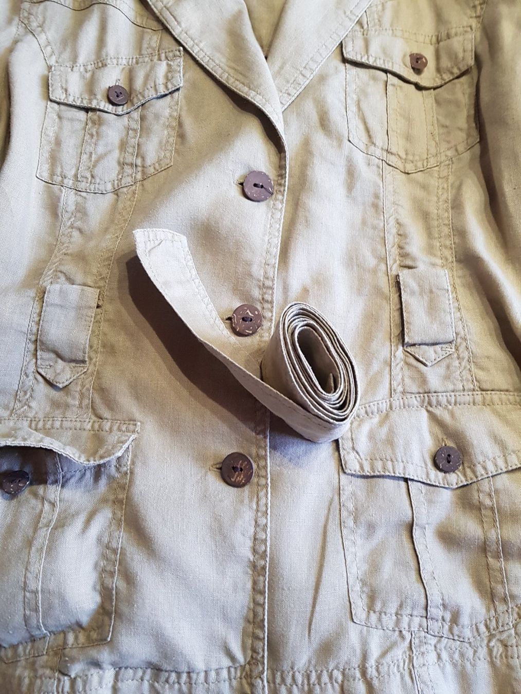 Manor Giacche: Leinenjacke BEIGE mit Gürtel, Gr. 44 – Usato da Wettingen venduto da halloween01 2