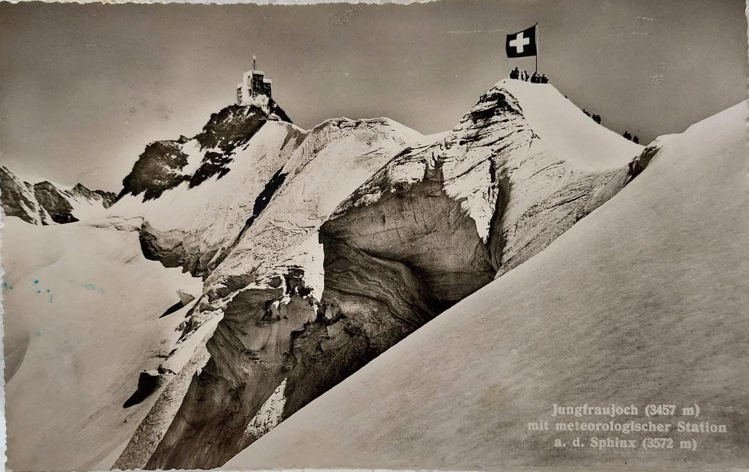 Ansichtskarten: JUNGFRAUJOCH  -  Sphinx  -  1951 – Gebraucht aus Delémont von Domdom1