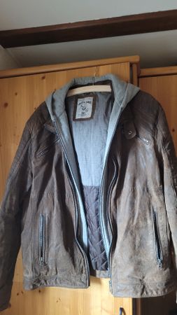 Veste en cuir homme Angelo Litrico XL avec capuche 👍