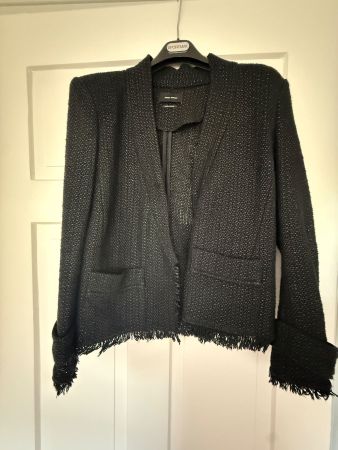 Isabel Marant Jacke Gr.38 Schwarz Fransen Tweed Sommer