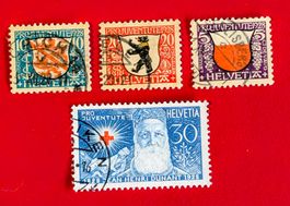 PRO JUVENTUTE SATZ 45 - 48 HENRI DUNANT 1928 GESTEMPELT