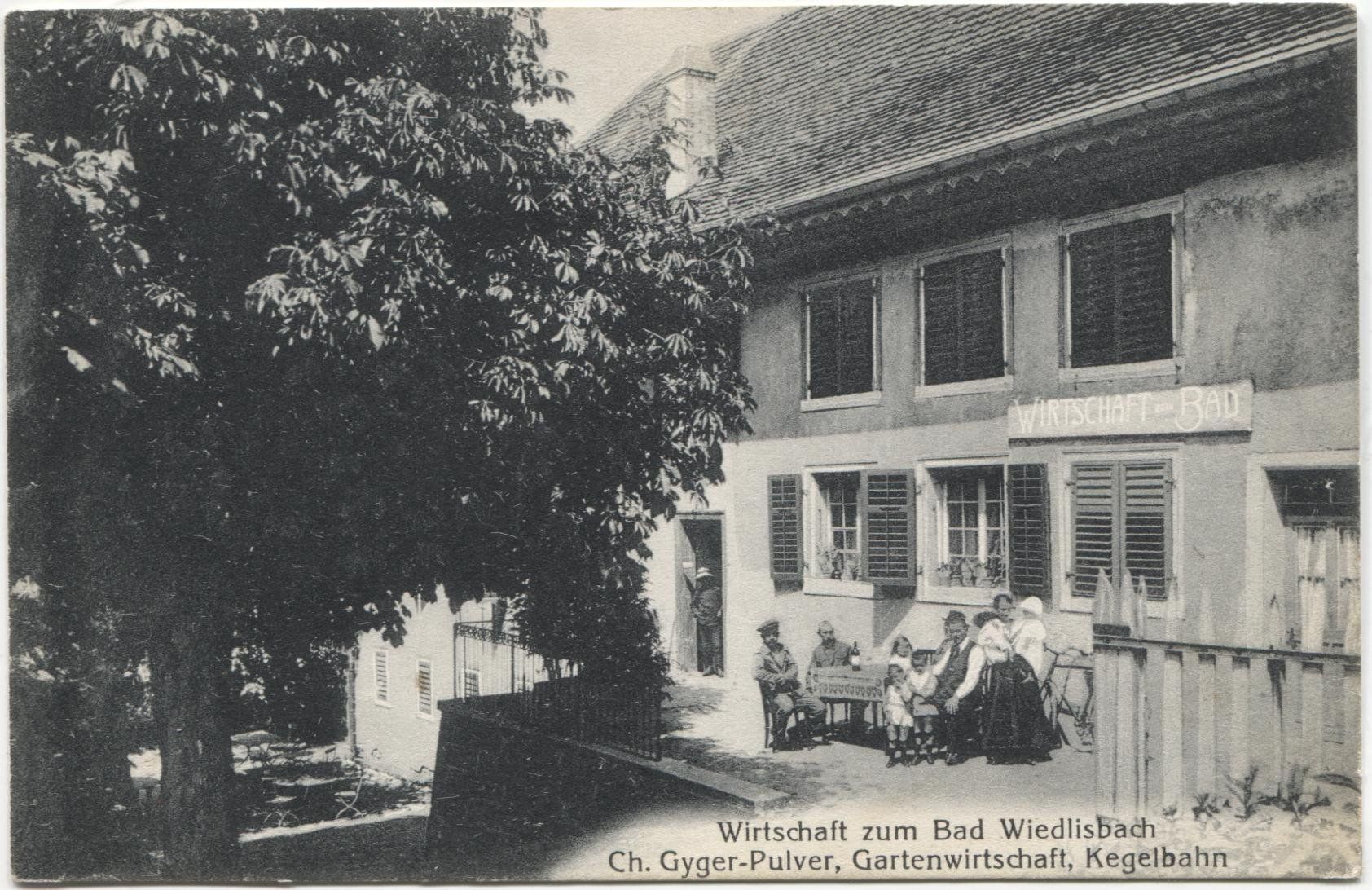 Ansichtskarten: WIEDLISBACH BE 1910 Restaurant Bad – Gebraucht aus Wil SG von Clanx