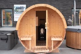 Fasssauna Ø 205 × 400 cm | mit Vorraum | Mit Ofen