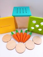 Wooden Coin Bank Carrot Lid Holzspardose Karotten Lovevery
