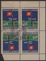 FELDPOST 2. DIVISION - Kehrdruck Viererblock mit 2 ABARTEN
